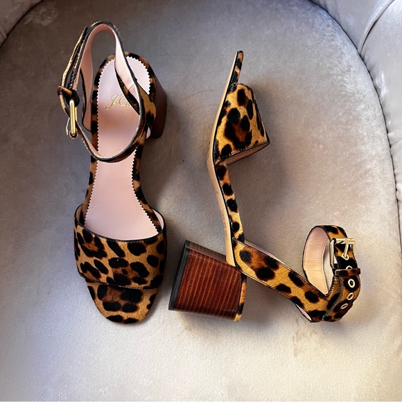 J. Crew Leopard Wide-Strap Penny Sandals in Calf Hair - color: Rich Mahogany - Picture 4 of 11